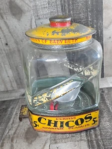 Antikes Curtiss Chicos Erdnuss Vitrinenglas - RAR Glasdose Landhausladen Stück - Bild 1 von 14