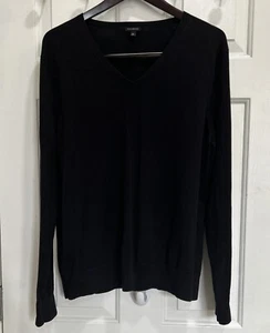 Talbots Womens V Neck Sweater Size XL Black Academia Old Money Tennis Prep - Picture 1 of 7