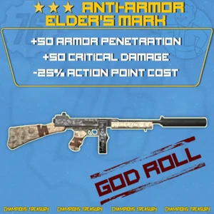 FALLOUT 76 PC ELDER'S MARK ANTI-ARMOR +50% CRIT DAMAGE -35% AP Cost &PIN-POINTER - Picture 1 of 1