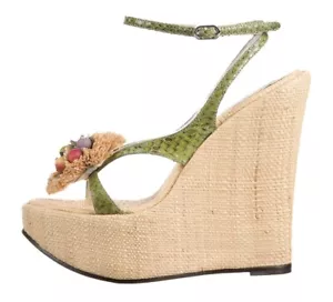 DOLCE & GABBANA SNAKESKIN WEDGE ESPADRILLES SZ 6 36 - Picture 1 of 5