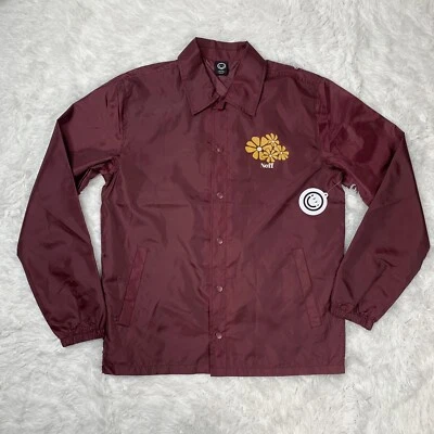 Chaqueta deportiva NEFF para hombre con cuello frontal a presión talla M mediana flor amarilla borgoña Foto 1 de 4