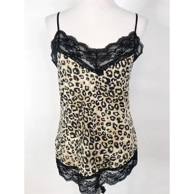Xhilaration Tank Top Womens Large Black  Animal Print Cheetah Lace Cami Sexy Y2K - Image 1 of 4
