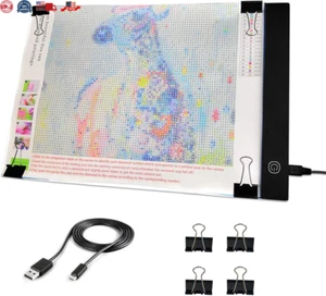 A4 LED Light Pad - Diamond Art Light Box Tracing Light Board with 3 Brightness, - Picture 1 of 12