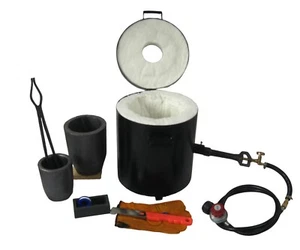 LSMIITTH 16 KG Gas Metal Melting Furnace Kit Foundry Copper Tong 2 Crucibles - Picture 1 of 11