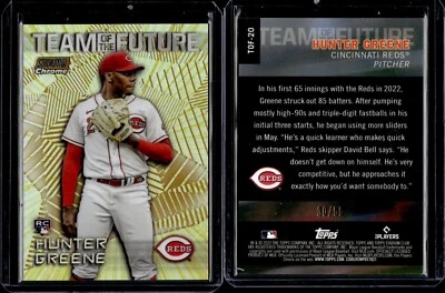 2022 Topps Stadium Club Chrome Team Of Future Orange #TOF-20 Hunter Greene /50 - Image 1 of 2