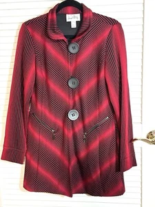 Joseph Ribkoff Red Black Collared Pockets Jacket Stunning Statement Women’s 10 - Picture 1 of 14