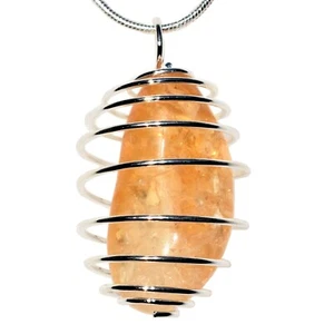 Aufgeladener natürlicher Citrin Quarz Anhänger + 20" Edelstahl Kette & Ladegerät - Bild 1 von 10