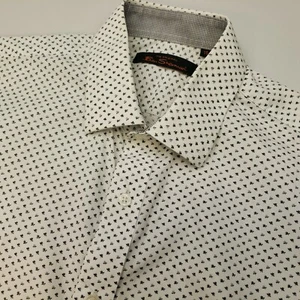 Camisa Ben Sherman 15 Se Ajusta Como PEQUEÑA Calce Regular Blanca Manga Larga Estampado de Hojas - Imagen 1 de 13