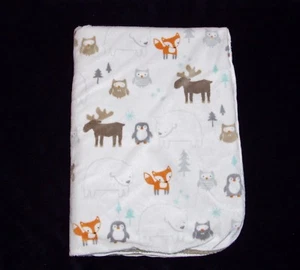Target Limited Edition Fox Moose Owl Penguin Polar Bear Baby Blanket Tan Sherpa - Picture 1 of 2