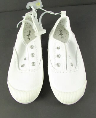 Cat & Jack Girls Mandy White Slip-On Sneakers  Gym Shoe Size 13 - Image 1 of 4