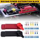 2Pcs 12 Terminal Block Bus Bar & 12V Cover Distribution Bus Bar Auto Boat Power