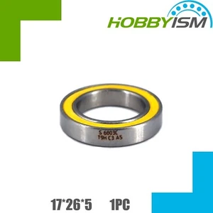 17x26x5 mm Hybrid Ceramic Yellow BIKE BEARING  S6803  ABEC-5 NYLON CAGE 61803 - Picture 1 of 4