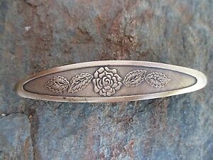 Antiqued Brass Rose with French Clip Hair Barrette 70MM Clip Made in USA 6016B
