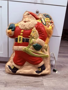 Vintage 1950’s Noma Lites Glolite Santa Merry Christmas Vacuform Stand Hang 25” - Picture 1 of 11