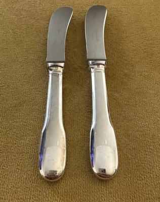 Christofle FRANCIA “Cluny”.— (2) CUCHILLOS MANTEQUILLA — Plateado Foto 1 de 4