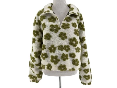 Stoic 女式雏菊印花中桩 1/4 拉链套衫羊毛 S 码 — 第 1/4 张图片