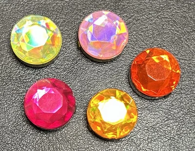 Retro Lot Of 5 Multi Color Faceted Acrylic Crystal Button Cover Set Lot - Image 1 of 4