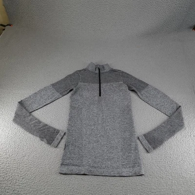 Nike Running Shirt Women XS Gray Thumbholes Seamless 1/2 Zip Pullover Reflective - Image 1 of 4
