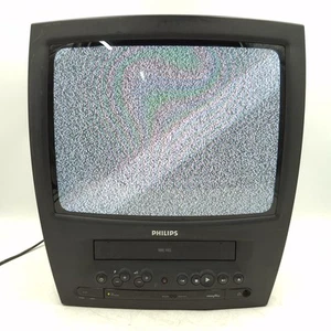 Philips CRT TV VHS Combi 14PV182/05 14” Screen Retro Gaming Television VTG Prop - Picture 1 of 12