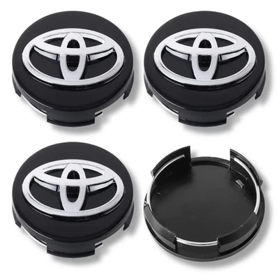 Tapacubos centrales de aleación Toyota x4 para muchos modelos Yaris Corolla 62 mm negro 3D Foto 1 de 4