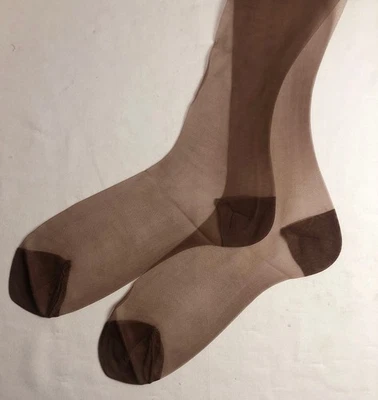 Medias altas diestras vintage talla 10 L 2 prs café Foto 1 de 2