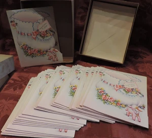 LOT OF 25 VINTAGE MARCHANT BRAND CONGRATULATIONS BABY UNUSED IN THE BOX 1950'S - Picture 1 of 4