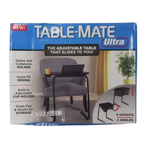 Distressed Box New Table Mate Ultra Folding TV Tray Table Cup Holder 6 Heights - Picture 1 of 8