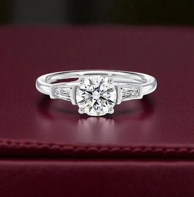 IGI Certified Lab Grown 950 Platinum Diamond Engagement Ring 1.60 Ct Round Cut - Image 1 of 4