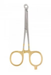 DR SLICK 5" RELEASE SCISSOR CLAMP CURVED JAW FORCEP IN GOLD - ITEM #CCSNH5RG - Picture 1 of 3