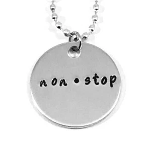 Hamilton Quote Non Stop Hand Stamped 1 Inch Aluminum Necklace - Picture 1 of 3