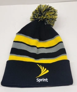 Beanie with Pom Hat Cap Black & Yellow Sprint Logo: Brand New one Size fits all - Picture 1 of 3