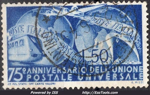 ITALIE 75 ANS DE L'UPU N° 538 AVEC OBLITERATION - Picture 1 of 2