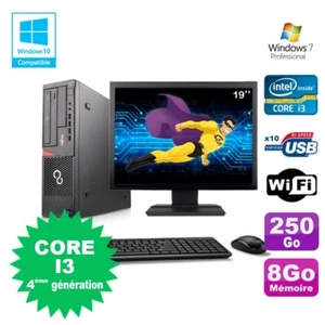 Pack PC Fujitsu E720 E85+I3-4130 3.4GHz 8Go 250Go Gravierer Wifi W7+Schirm 19 " - Bild 1 von 4