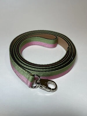 Kate Spade Rosa y Verde Cinta Rayas Vachetta Cuero Mascota Perro Correa De Colección Años 00 Foto 1 de 4