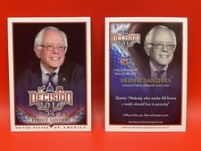 Decision 2016 ￼ Bernie Sanders￼ Trading Card 2 LOT OF TWO Bernie Sanders