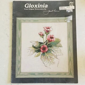 Vintage Janet Powers GLOXINIA Cross Stitch Pattern (1990) Green Apple Co # 602 - Picture 1 of 2