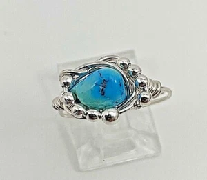 Sterling Silver .925 Wire Wrapped Sleeping Beauty Turquoise Ring Size 7 - Bild 1 von 8