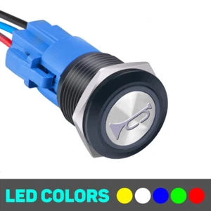 Interruptor de luz pulsador bocina de acero inoxidable LED momentáneo 12V 19mm - Imagen 1 de 1