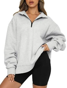 Womens Oversized Sweatshirts Fall Fashion Hoodies Half Zip Pullover Long Slee... - Picture 1 of 6