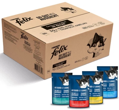Purina FELIX Katzenfutter Nass Fleisch Geflügel & Fisch Mix in Gelee - 120 x 85g - Bild 1 von 4