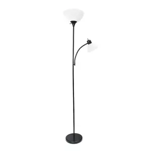 New Simple Designs LF2000-BLK Mother-Daughter Floor Lamp w Reading Light Black - Picture 1 of 1