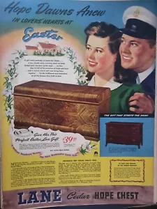 Anuncios vintage 1944 Lane cedar esperanza estampado en el pecho decoración artística de pared efímera - Imagen 1 de 1