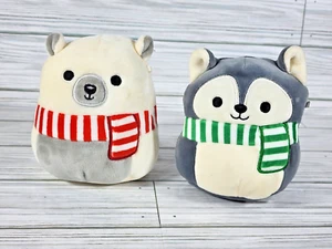 Set of 2 Winter Mini Squishmallows ( Polar Bear , Grey Husky ) Kellytoy 5” - Picture 1 of 9