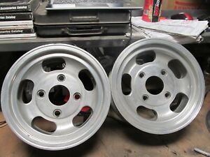 VINTAGE 12x5" PAIR SLOT MAG WHEELS 4 on 120mm" MAZDA HONDA CVCC ? ALUMINUM 12"