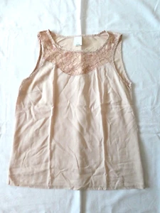 Camiseta túnica sin mangas Vero Moda rosa albaricoque talla XS encaje quemador - Imagen 1 de 2