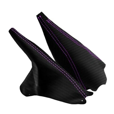 Bota de freno manual y eléctrica PVC fibra de carbono para Ford Mustang 94-04 puntada púrpura Foto 1 de 4