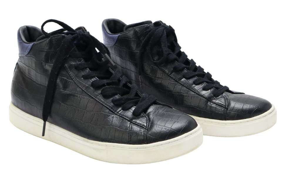 ARMANI JEANS Tenis Para Hombre Reino Unido 9 Tobillo Punta Redonda Negro Con Cordones Informales Foto 1 de 4
