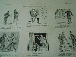 Caricature Vignette 1883 - Le portefeuille cible bouclier Guignol politique - Picture 1 of 2