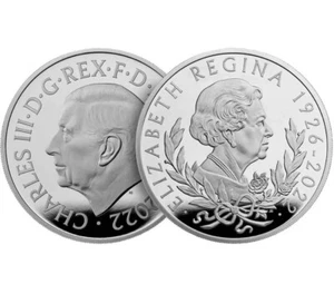 1oz Silver Proof Coin - King Charles lll. UK 2022 Queen Elizabeth II £2 Memorial - Picture 1 of 7