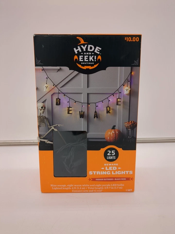 25ct LED "Beware" Halloween String Lights Orange/Purple/White - Hyde & EEK! Bout - Image 1 of 1